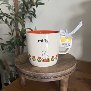 NWT Miffy x Magenta Ceramic Mug Bunny Tulips Spring Edition Orange Interior Cup